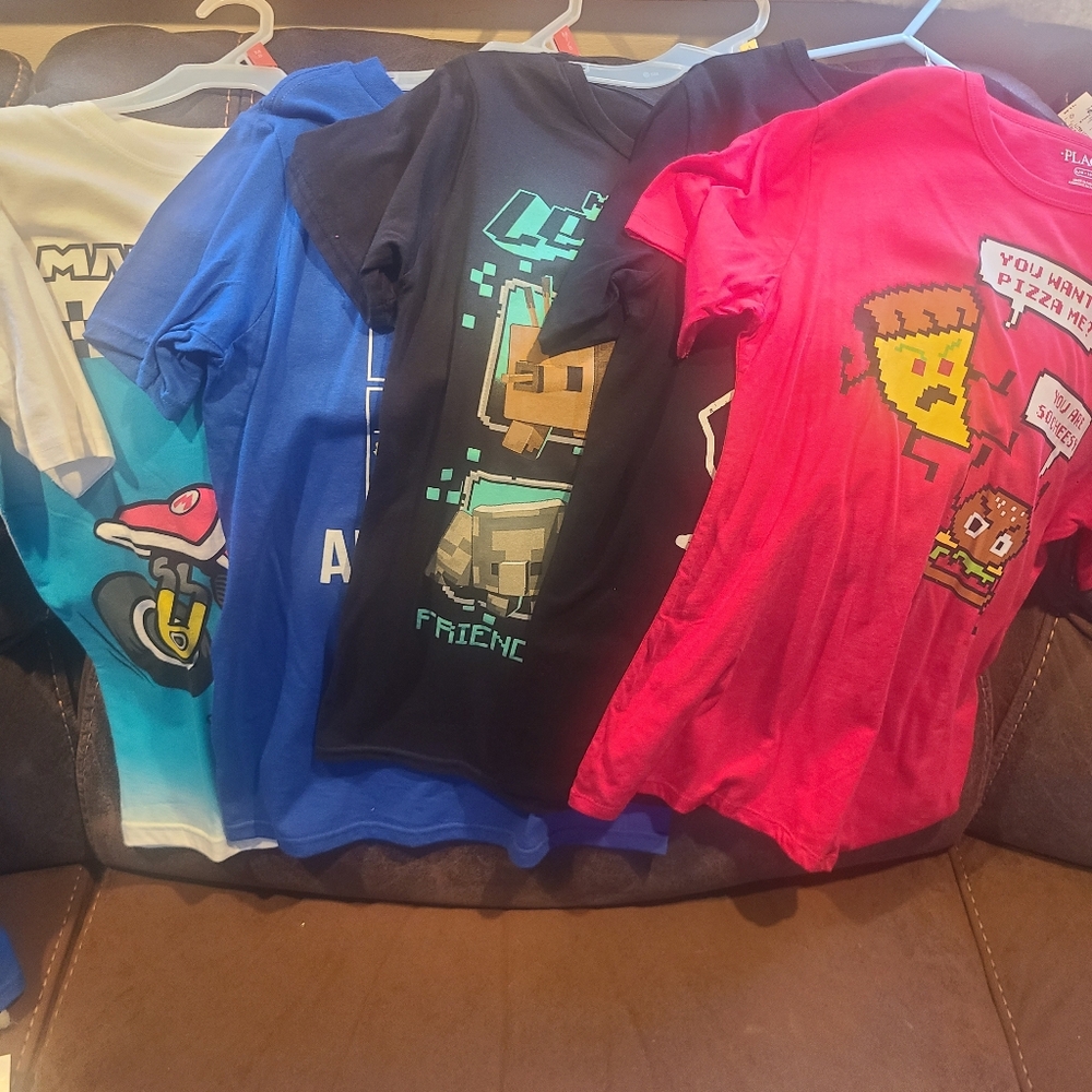 Graphic T-Shirts Set in Red, Blue, and Black